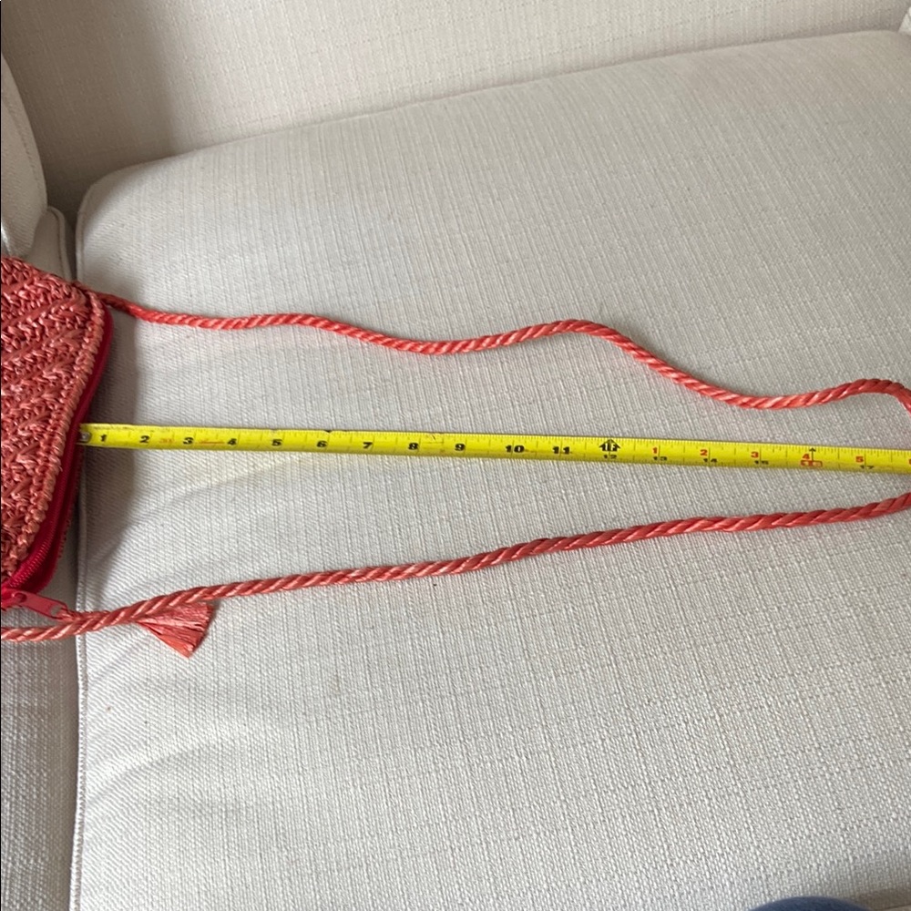 Woven Coral Straw Bag - Picture 9 of 10